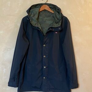 Obey Men's Navy / Camouflage Reversible Hooded Jacket Size M